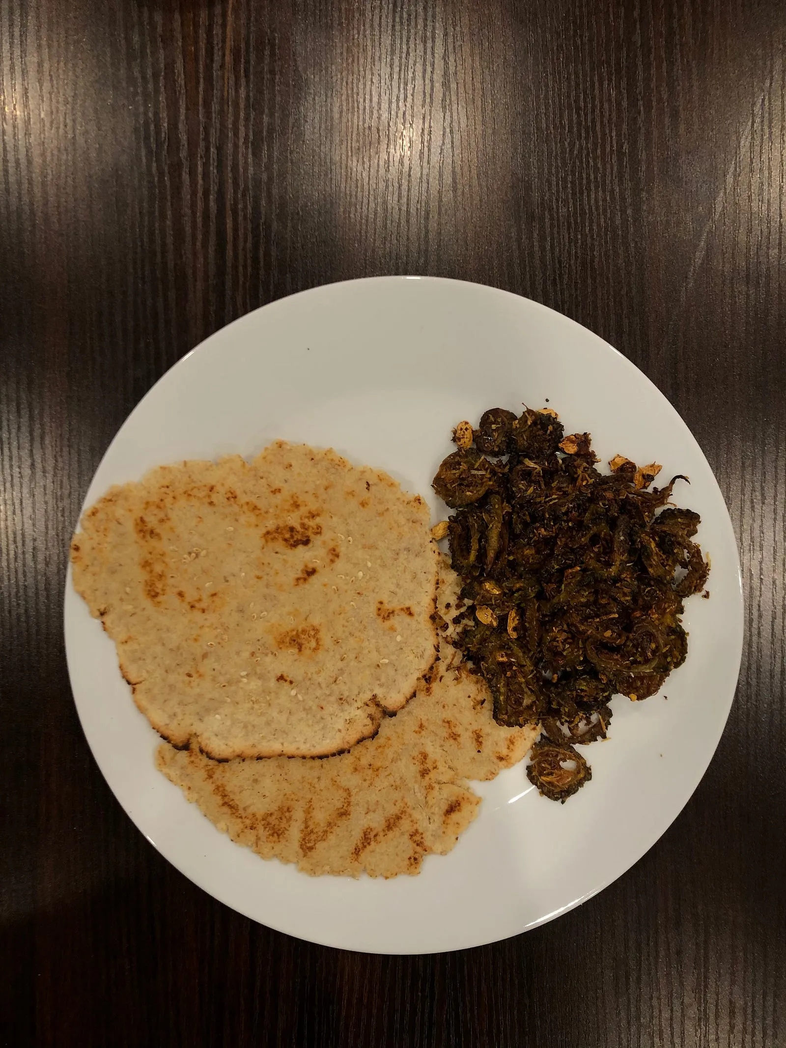 Almond flour roti with Karela fry